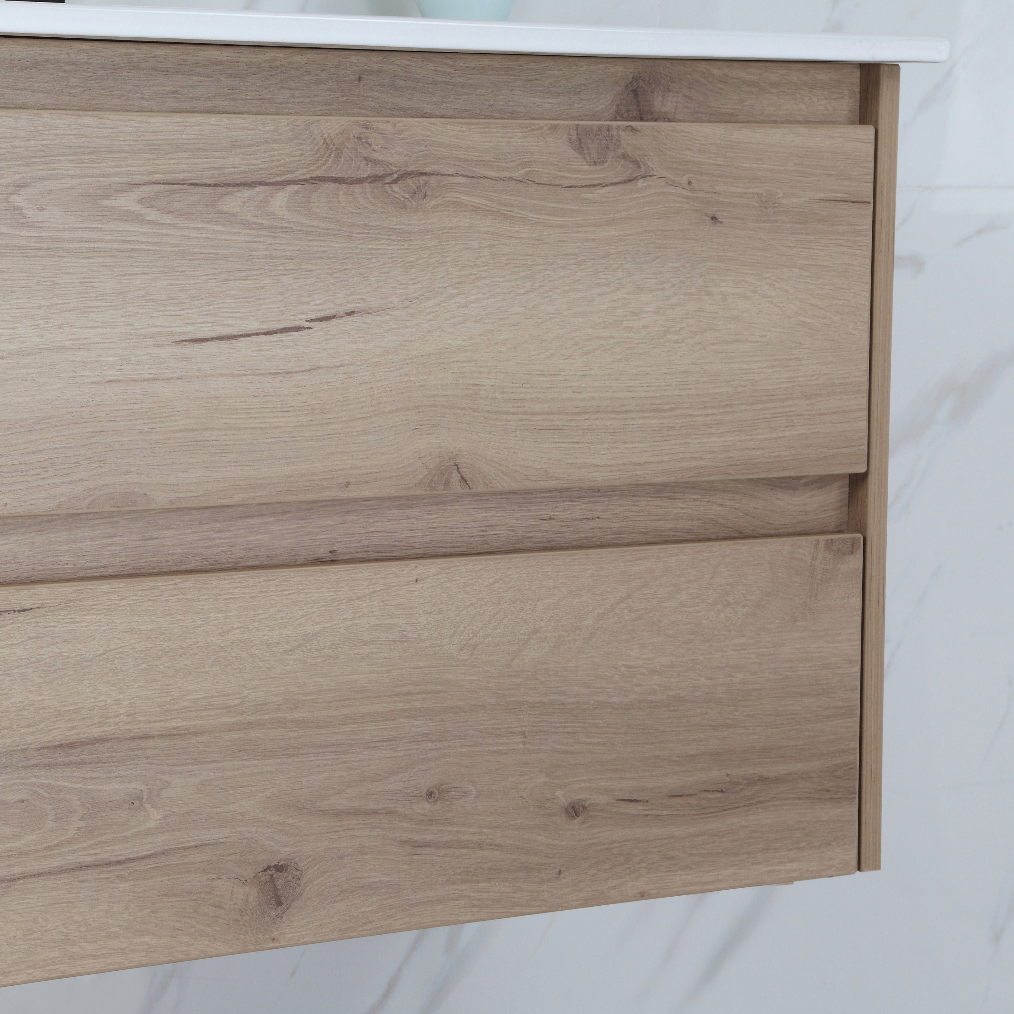 Exclusive MAX MDF Wall Hung Vanity in Natural Oak (All Sizes)