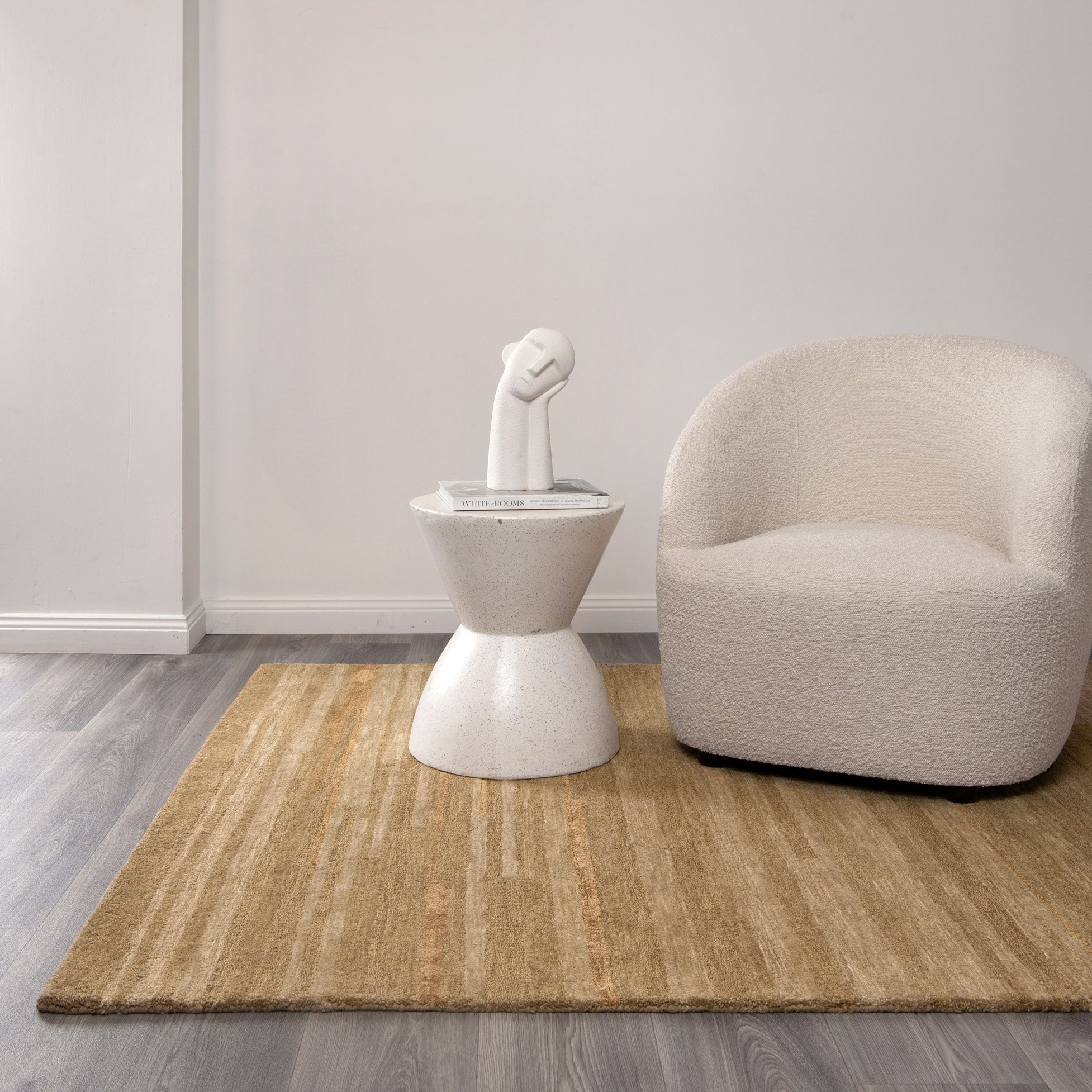 Exclusive Les Nomades Linear Caramel Hand - Tufted 100% Wool Rug for Modern Decor