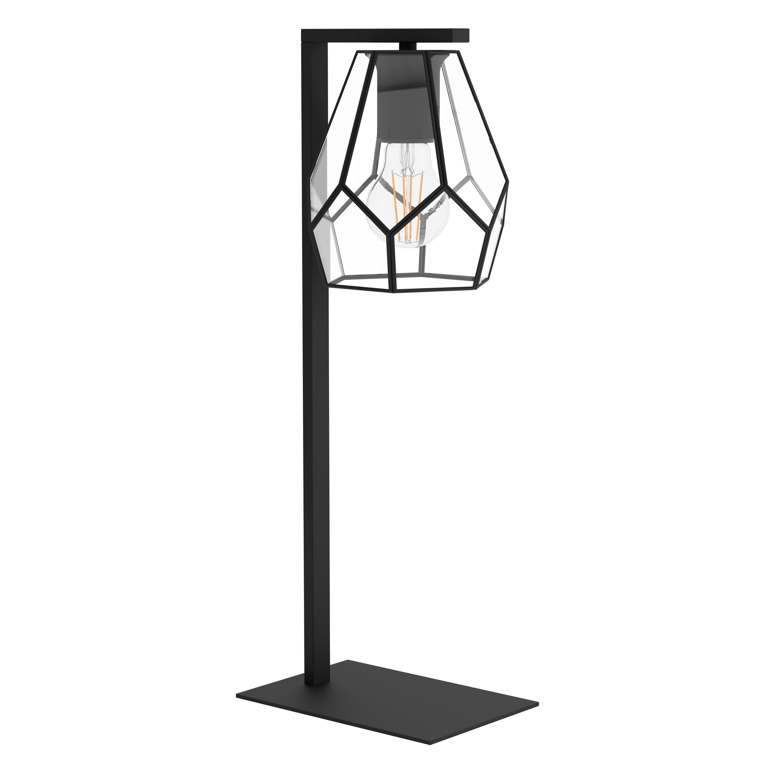 Hot Sale MARDYKE Diamond Shaped Glass Table Lamp with Black Metal Frame