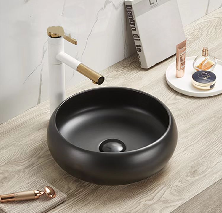 Matte Black Round Ceramic Basin POSEIDON (360x360x120)