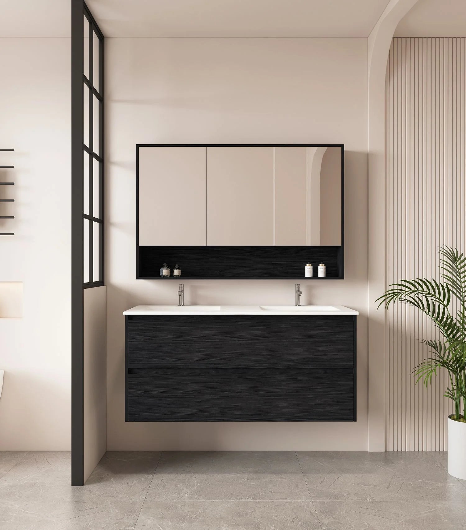 HERA Black Oak Wall-Hung MDF Vanity Cabinet - All Sizes Available