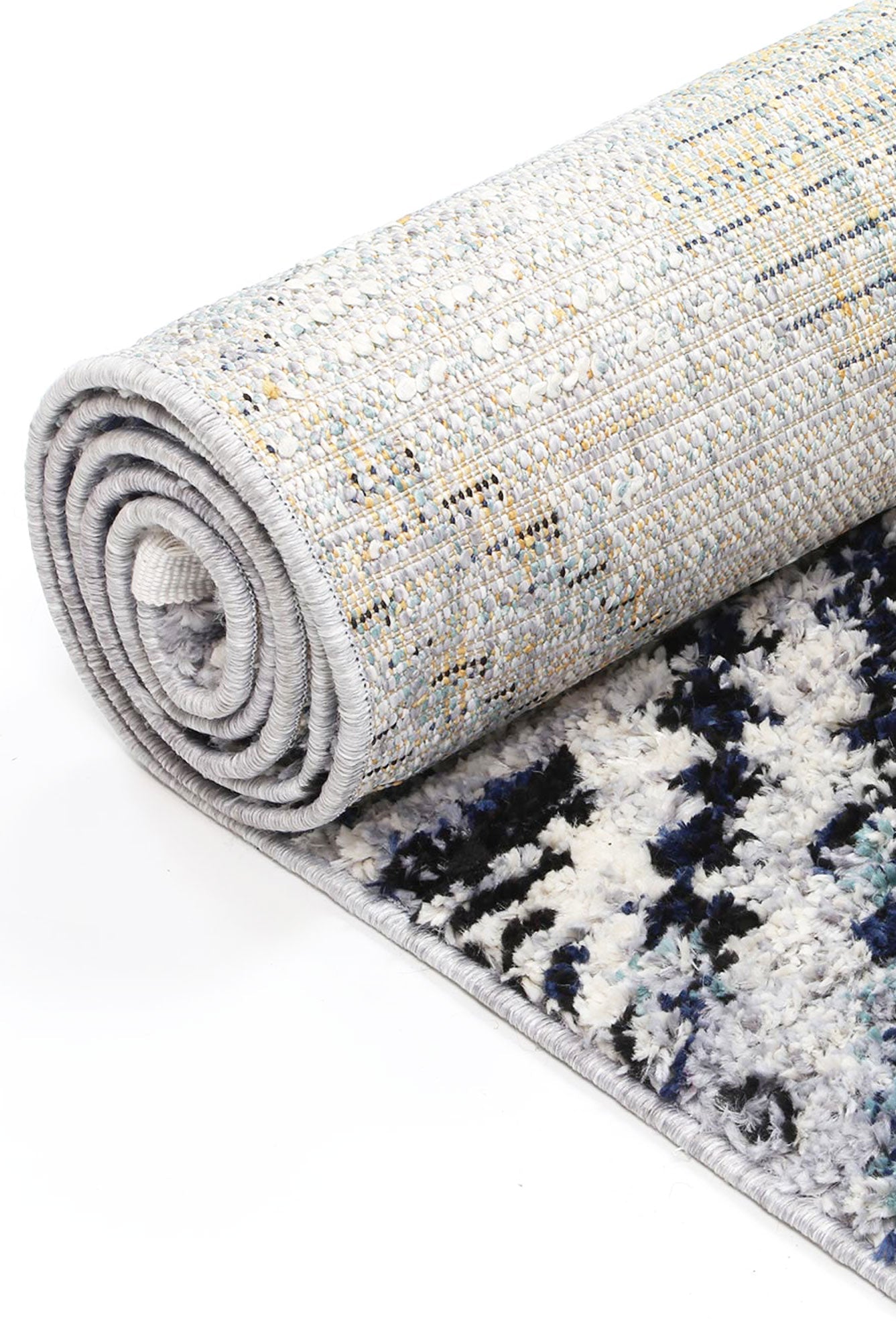 Stylish Navy Blue Geometric Diamond Rug from Myk Collection
