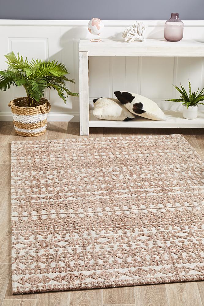 Levi Becca Peach Ivory Rug - Unique Tribal Design, India-Made!