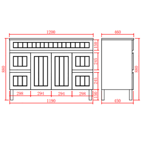 1200mm Single Bowl ACACIA PVC Shaker Floor Standing Vanity