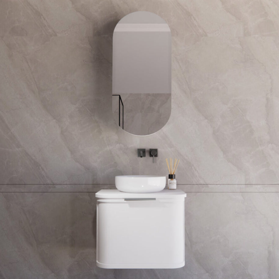 Matte White ABS Houston Curved Wall - Hung Vanity in All Sizes