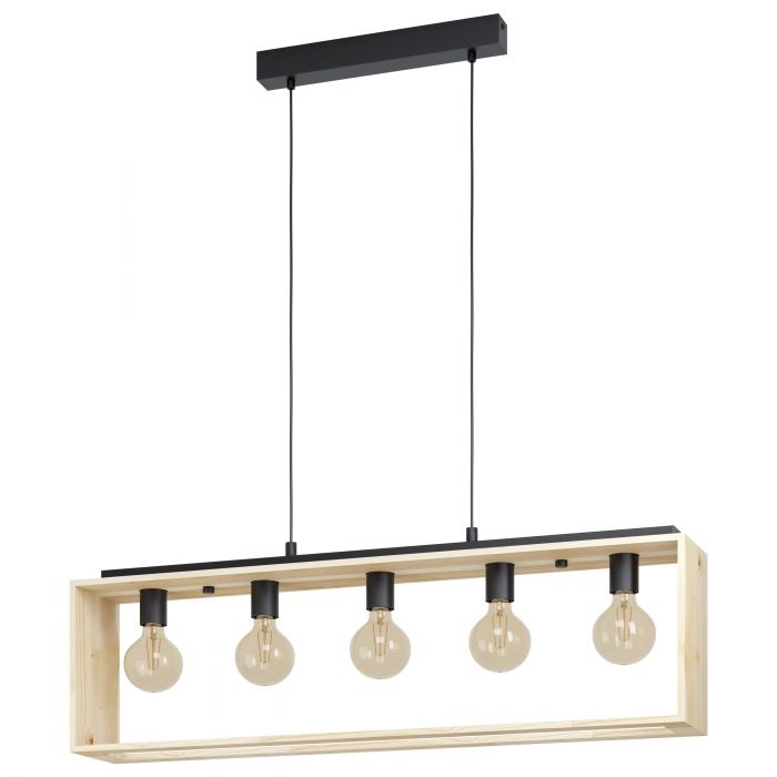 Natural Wood FAMBOROUGH Retro-Inspired Pendant Light for Kitchen Bars and Dining Tables