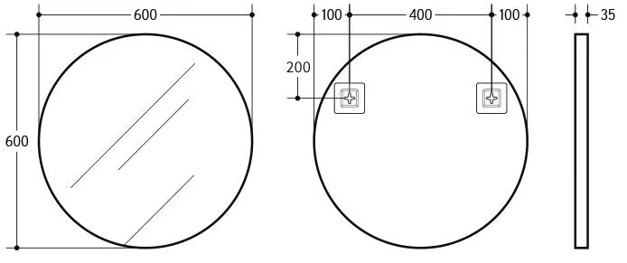 Hot Deal! Poseidon Matte Black Round Framed Mirror in 600/700/800mm Sizes