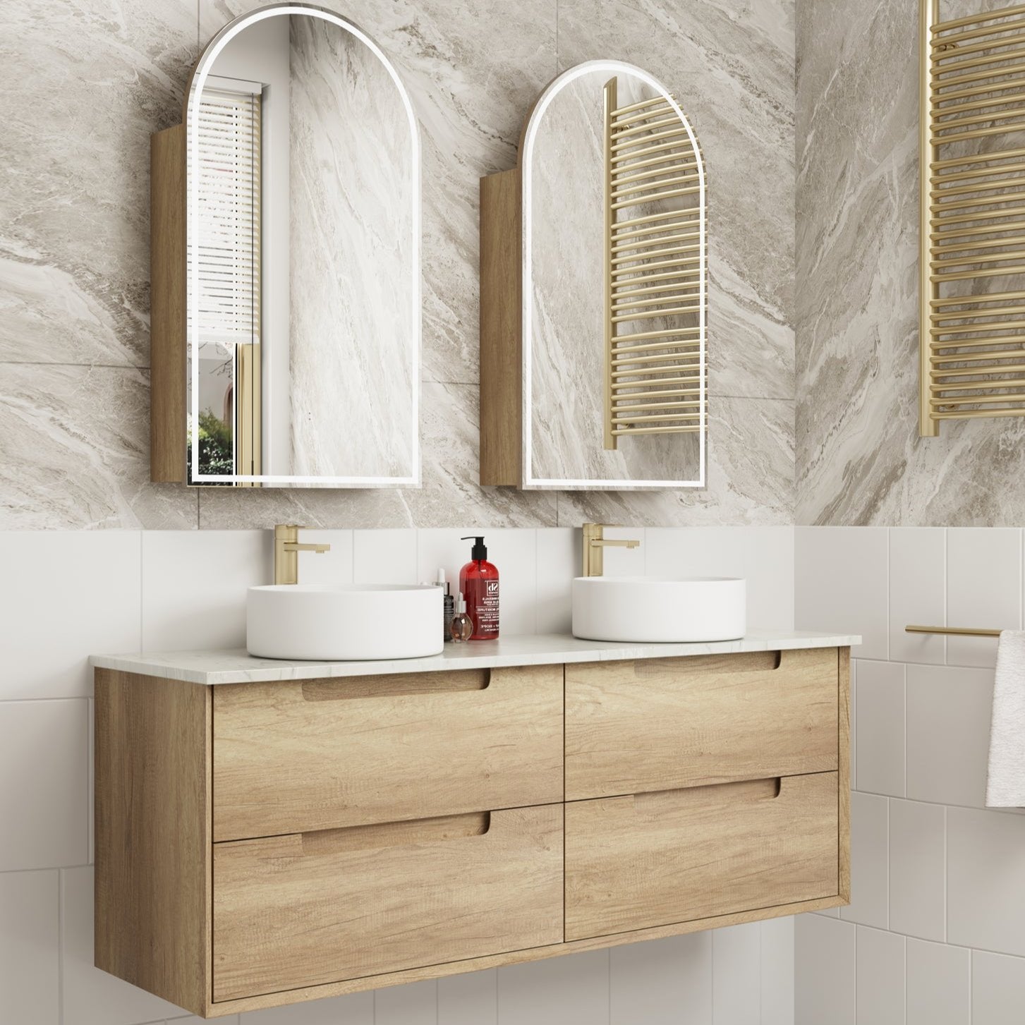 Hot Sale! Moreno Wall - Hung Bathroom Vanity in Natural Oak, Available in All Sizes