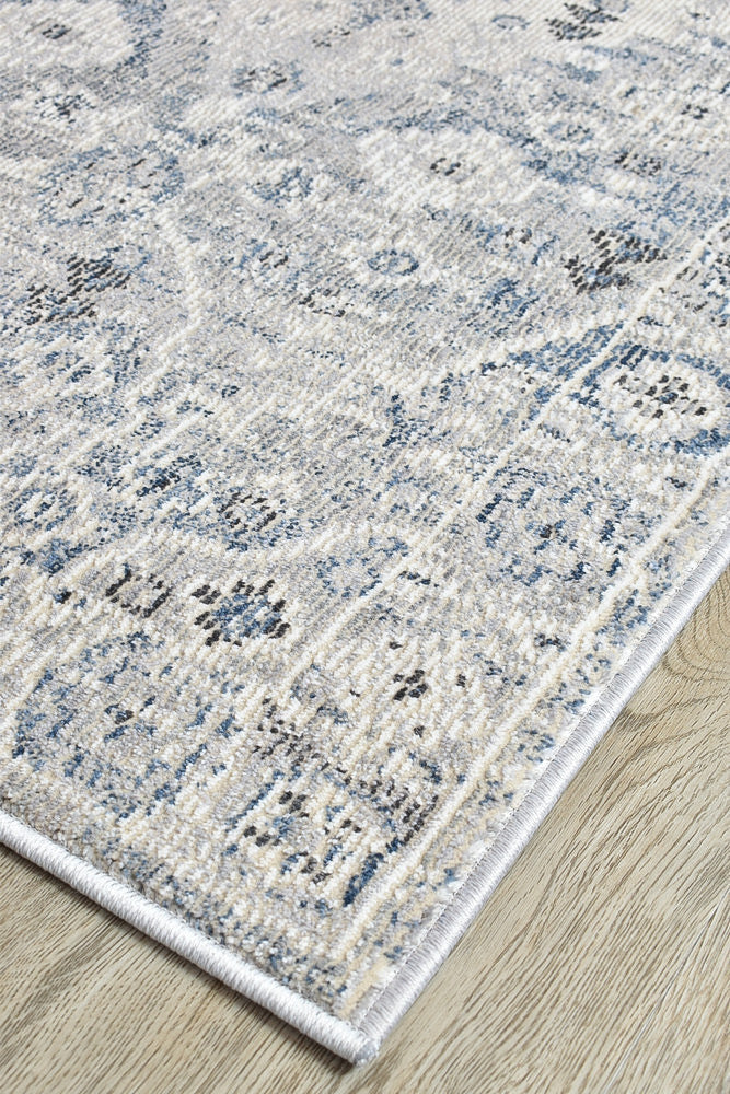 Hot Deal! Medina Blue & Light Grey Runner Rug 0320C