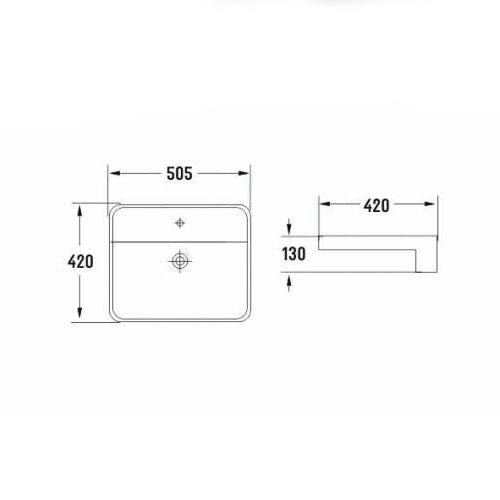 Hot Sale! Poseidon Semi - Recessed Rectangular Ceramic Basin (502x402x130mm)