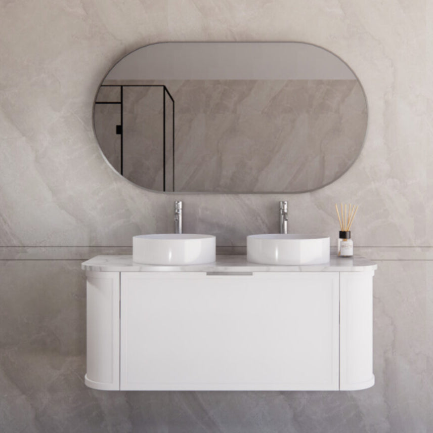 Matte White ABS Houston Curved Wall - Hung Vanity in All Sizes