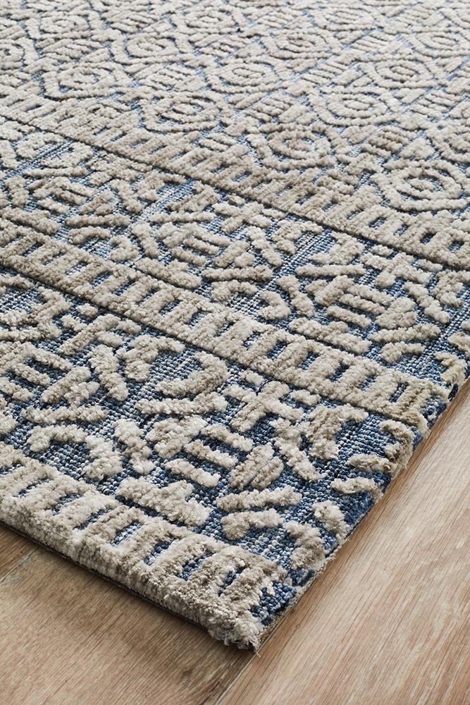 Hot Sale! Levi Miriam Navy Grey Polyester Microfibre Rug for Your Home Decor