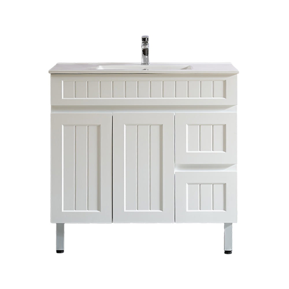 Exclusive Sale! Acacia 900mm Matte White PVC Floor Standing Shaker Vanity