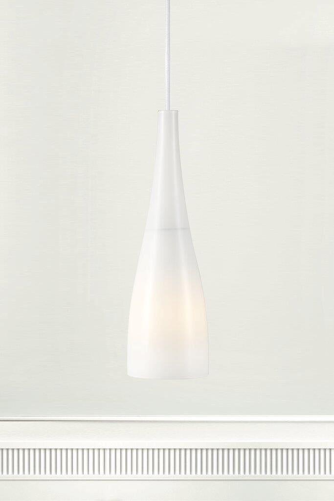 Nordlux Embla White Glass Pendant with Stylish White Fabric Cord