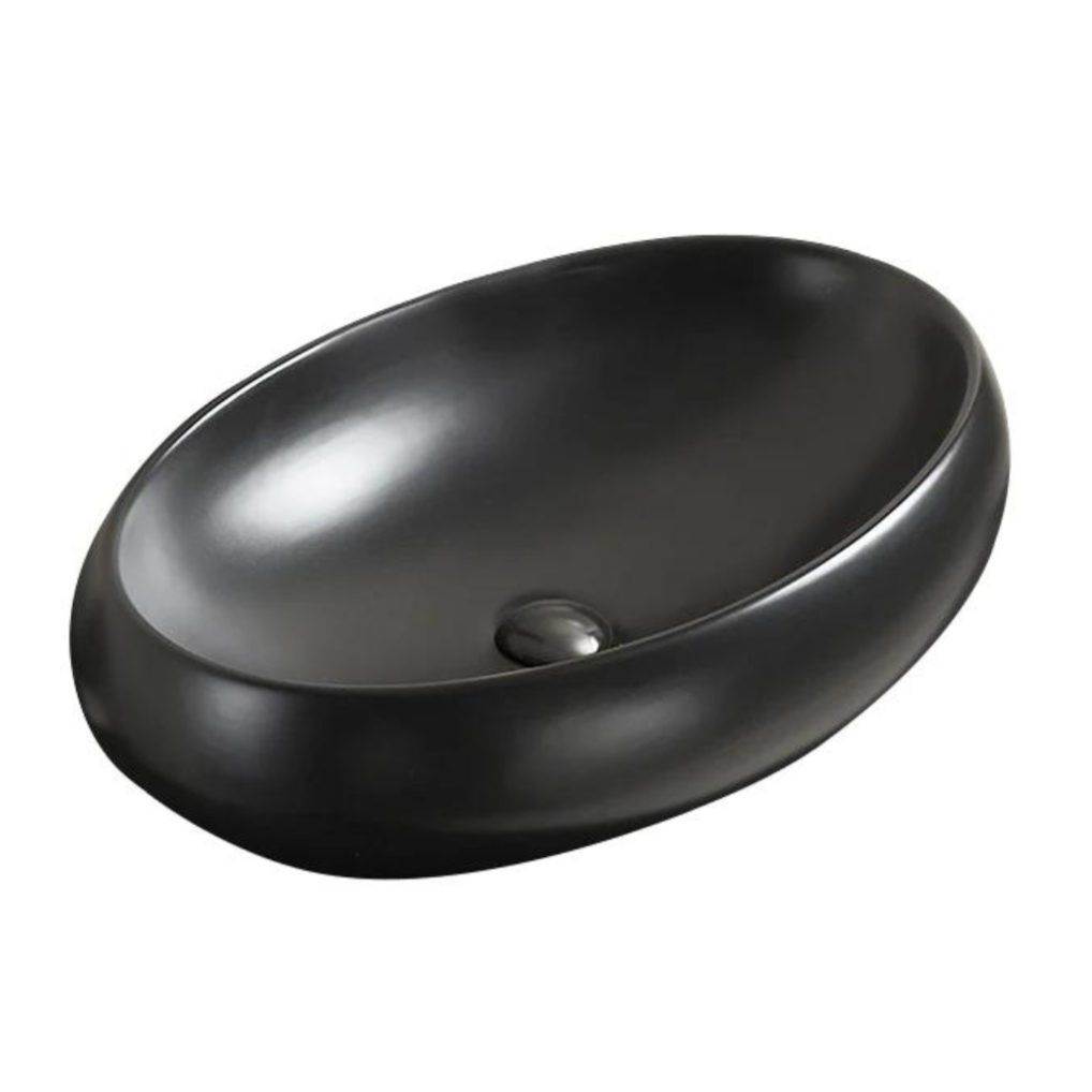 Matte Black Oval Ceramic Basin (600x400x150) - POSEIDON Style