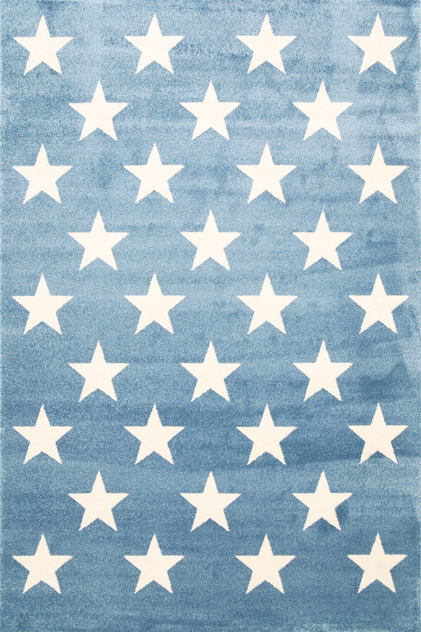 Piccolo Blue & White Stars Kids Rug - Ideal for Imaginative Play