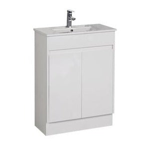 MAYA 600mm Slim Gloss White Free-Standing Bathroom Vanity