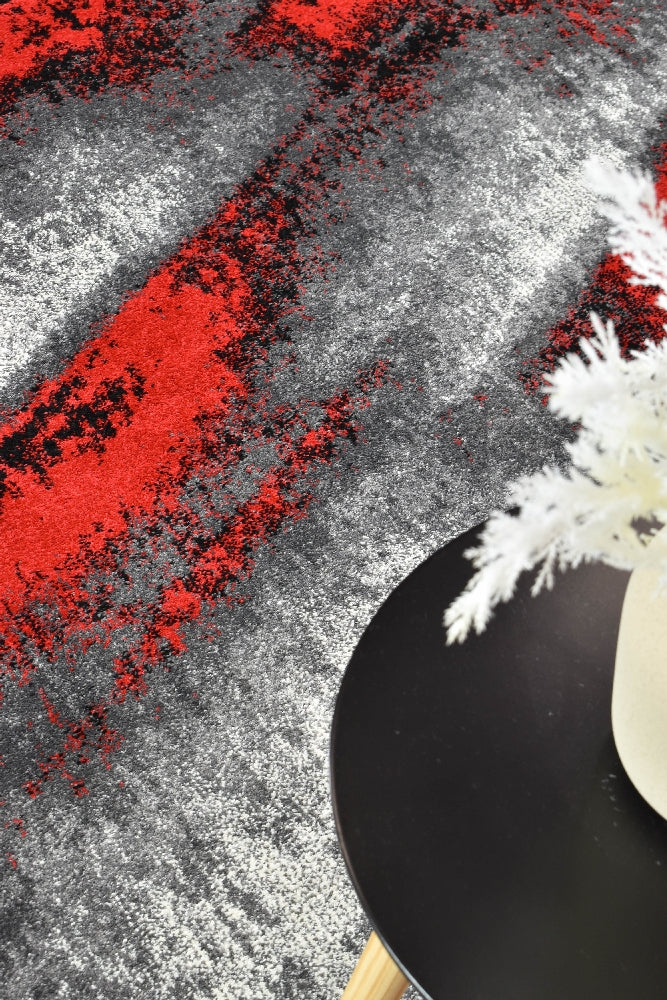 Hot Sale! Contemporary Novus 98A Grey and Red Machine - Woven Rug from Turkey