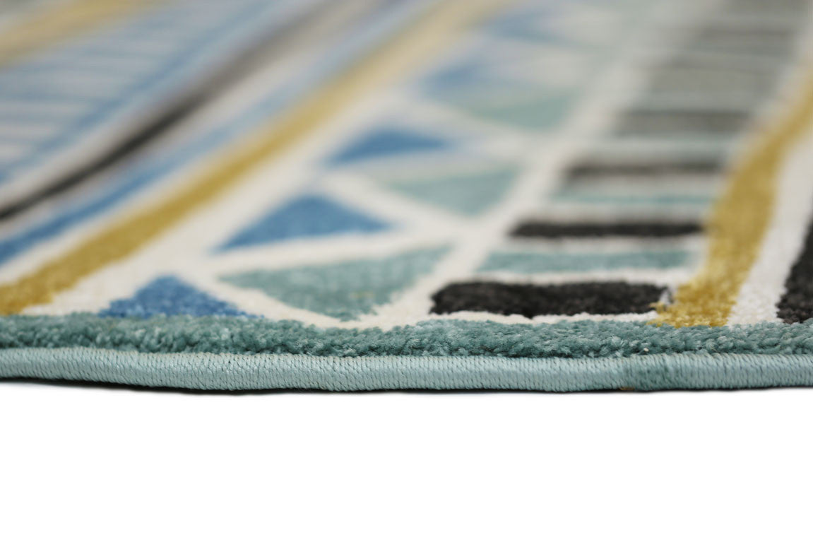Hot! Piccolo Tribal Kids Rug in Blue and Yellow