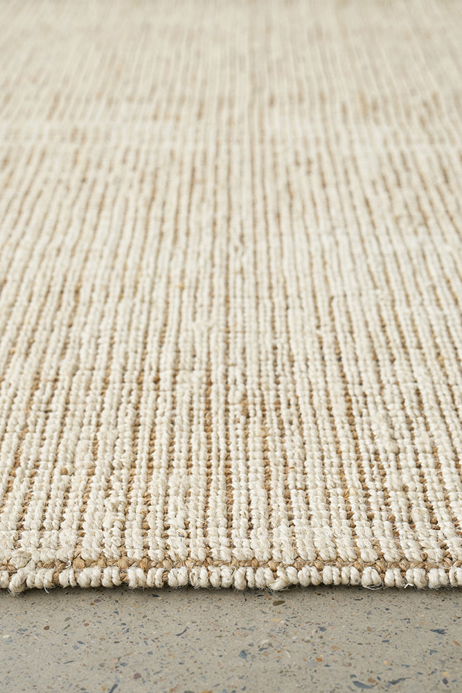Stylish Madras Marlo Hand-loomed Jute Rug in Natural and White - Perfect for Home Decor