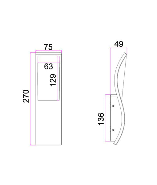 OLA IP65 Exterior LED Wavy Rectangular Surface - Mounted Wall Lights