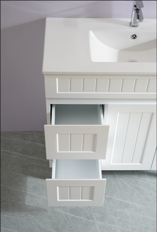 Exclusive Sale! Acacia 900mm Matte White PVC Floor Standing Shaker Vanity