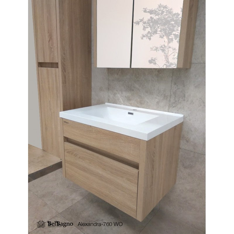 ALEXANDRA White Oak Wall - Hung Vanity Cabinet 760mm - Great Deal!