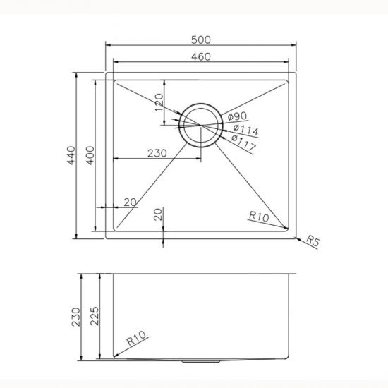1.2mm Thick Gun Metal Grey Kitchen Sink Set - 490x440x230mm