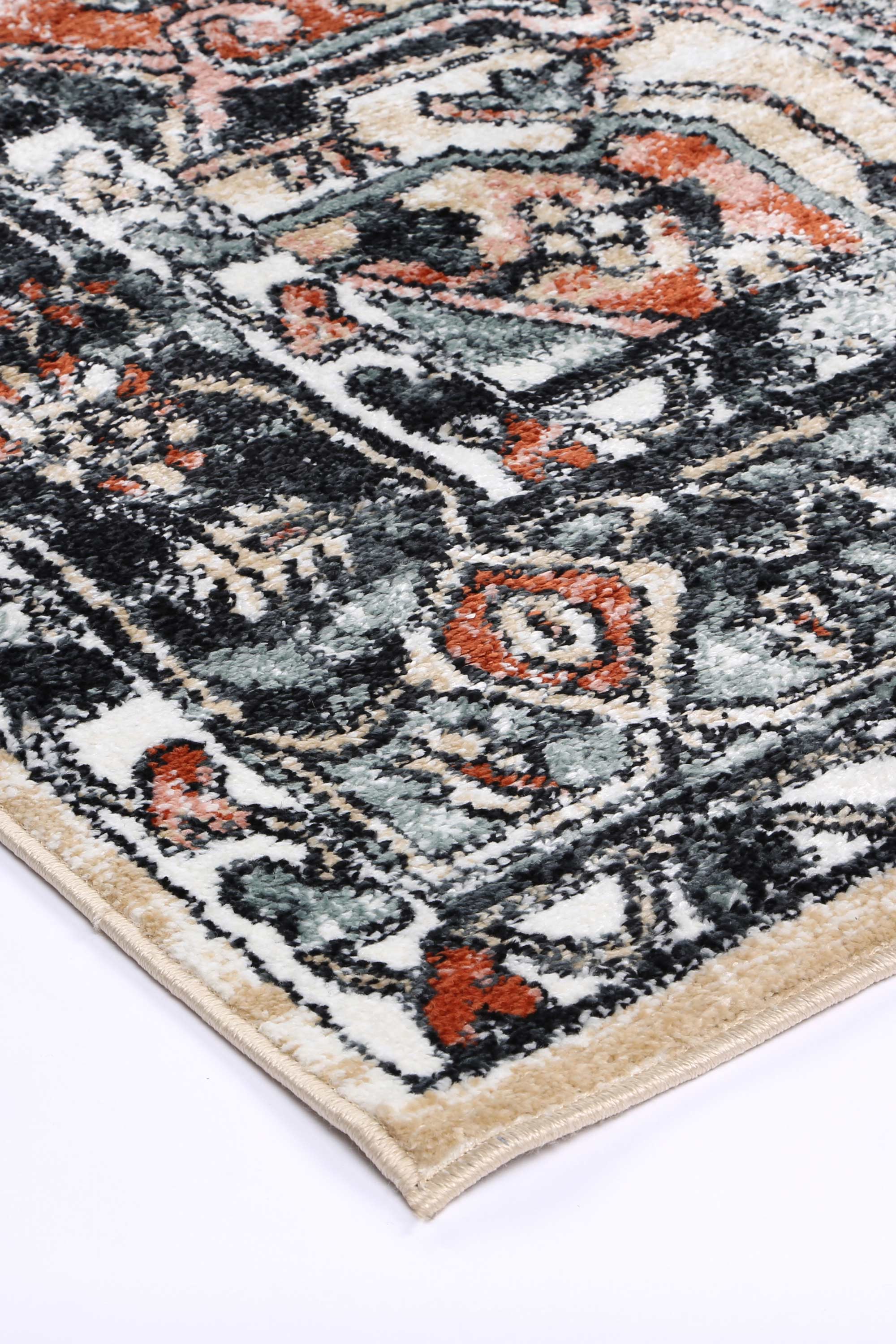 Anatolia Traditional Black and Cream High - Grade Polypropylene Rug