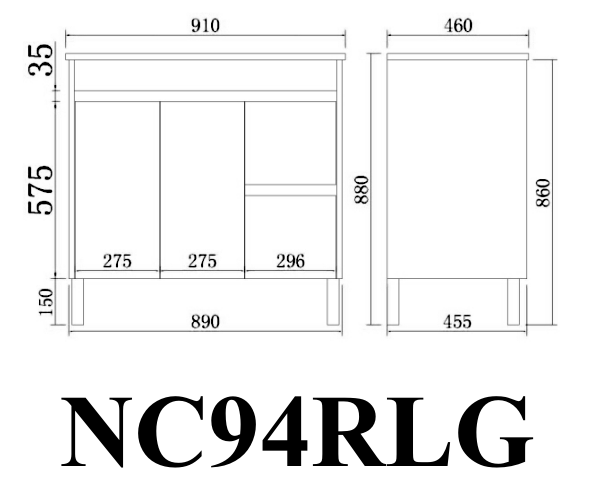 Hot Sale! Poseidon Nova Plywood Floor Vanity 900mm