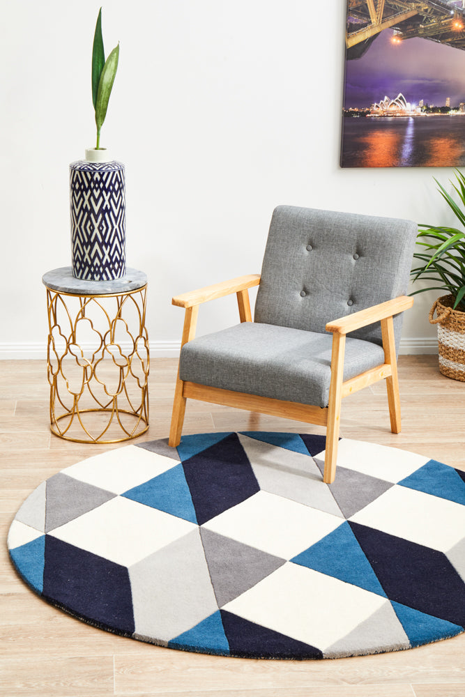 Exclusive Matrix 904 Pure Wool Steel Round Rug - Hand - Tufted Luxury