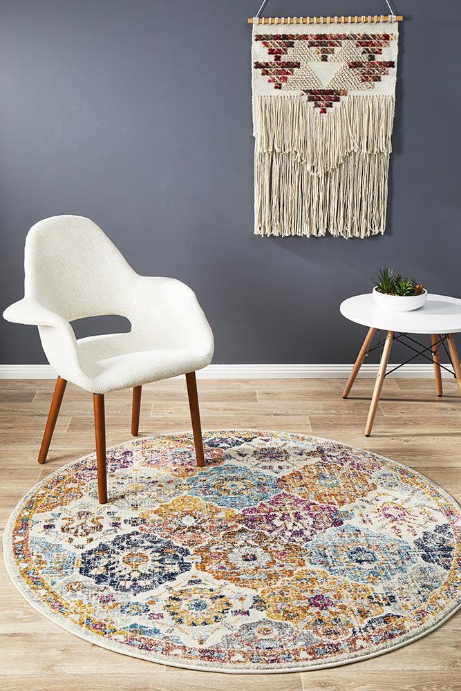 Hot Sale! Museum Ainsley Round Rust-Colored Polypropylene Rug for Any Setting