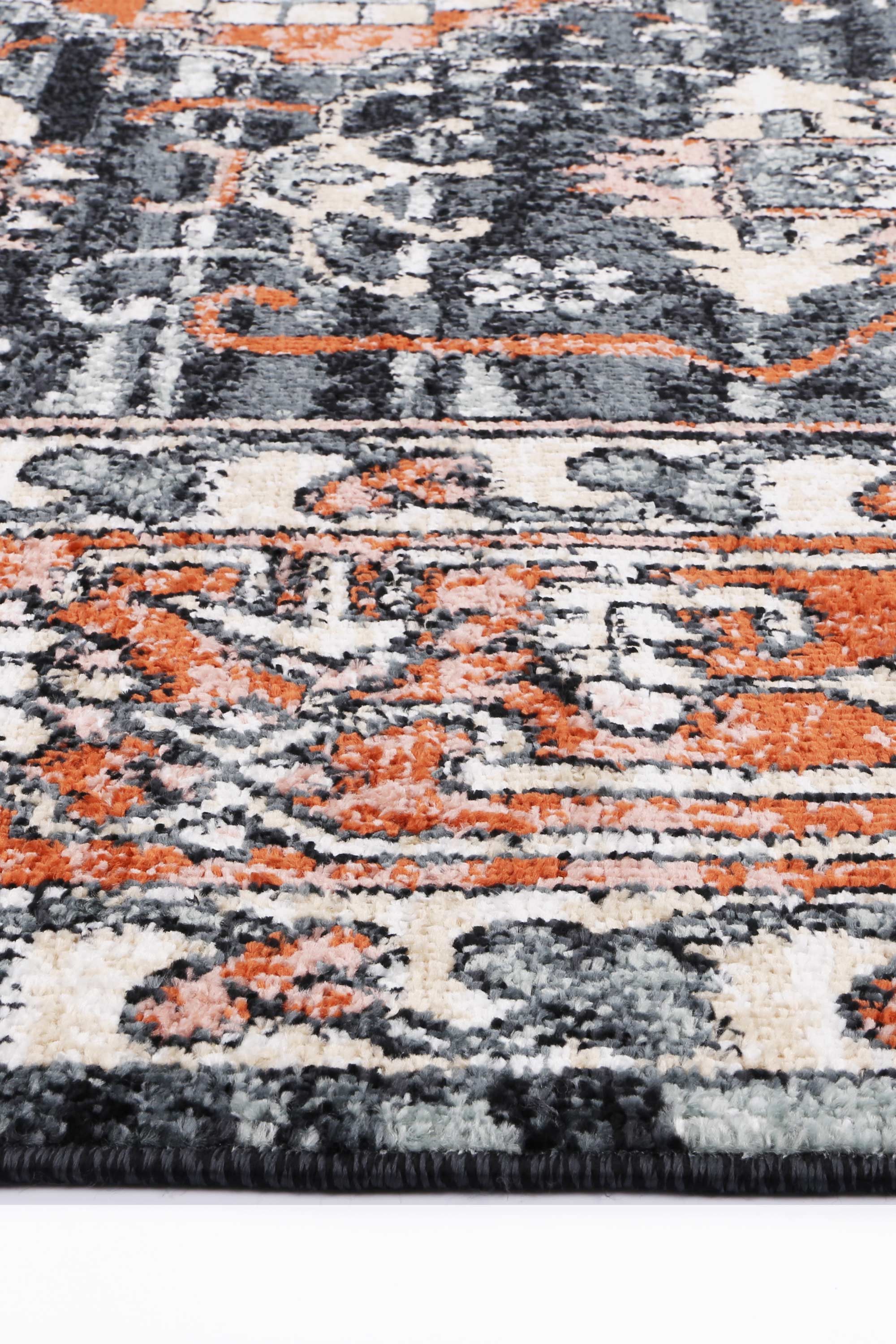 Exclusive Anatolia Traditional Terracotta and Black Polypropylene Rug for High-Traffic Areas