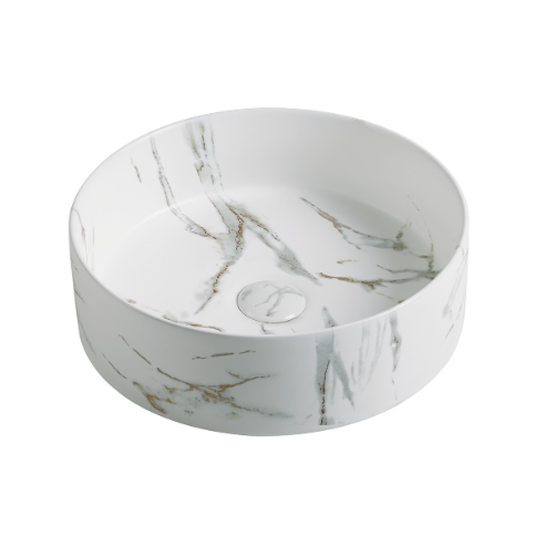 Glossy White Carrara Round Basin (394x394x115) - Poseidon Style