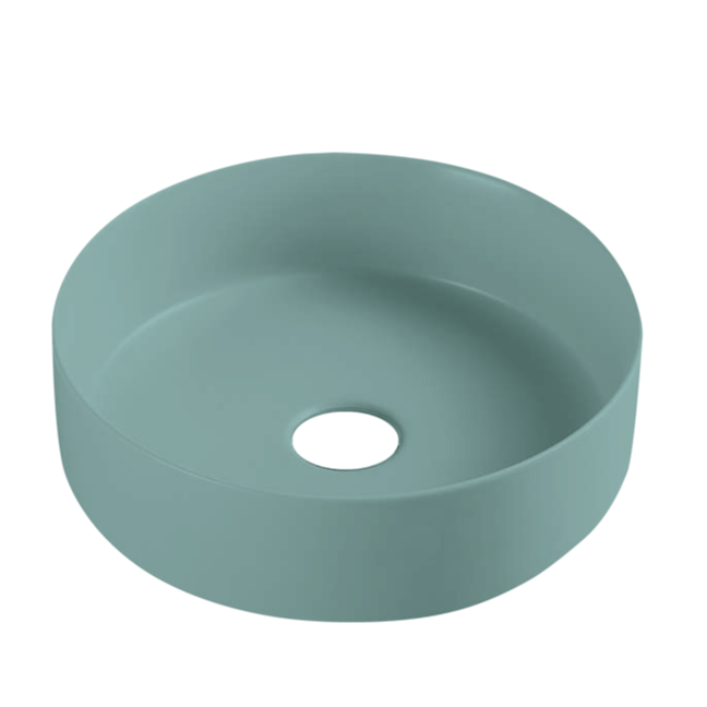 Hot Deal! POSEIDON Round Matte Green Ceramic Above - Counter Basin (346x346x114mm)