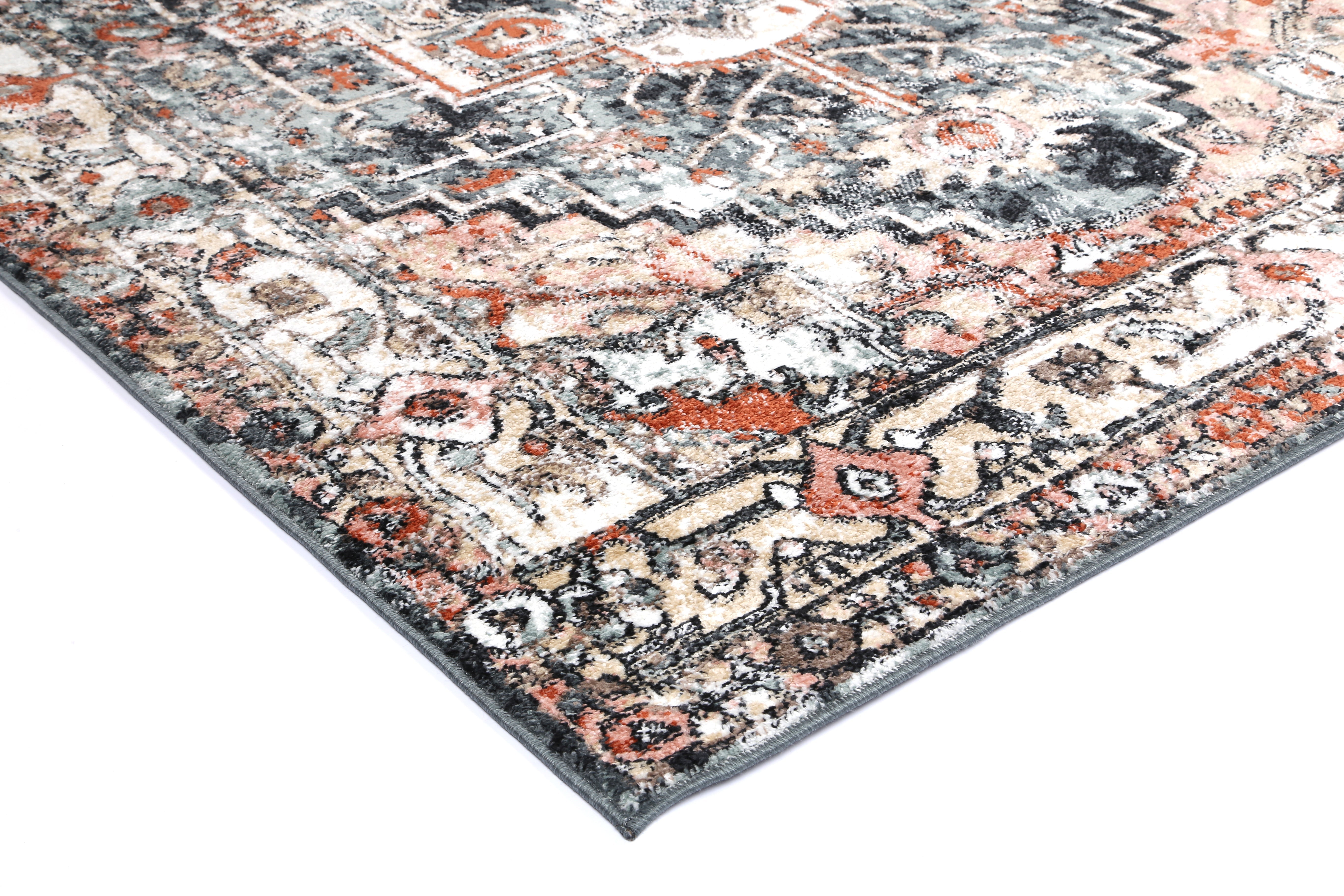 Anatolia Traditional Polypropylene Charcoal Rug - Ideal for High - Traffic Areas, Kid & Pet - Friendly