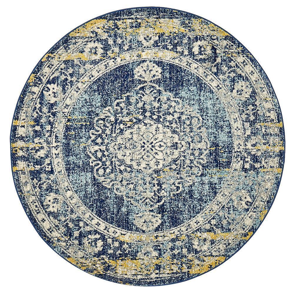Exclusive Museum Wilson Navy Round Area Rug - Handmade Luxury for Your Home