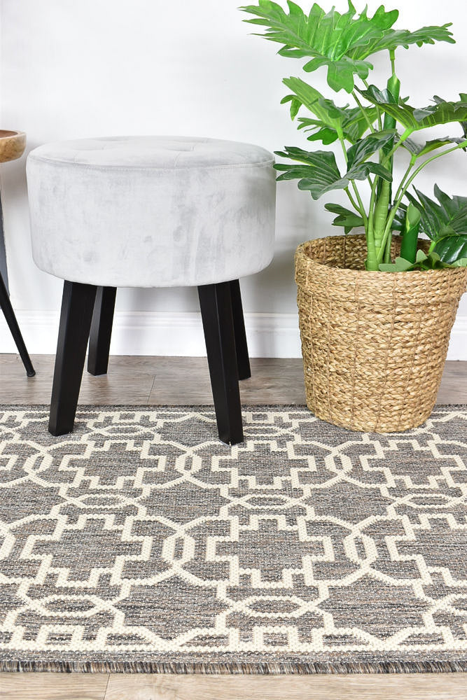 Durable and Washable 208-W71E Alaska Brown Cream Polypropylene Rug