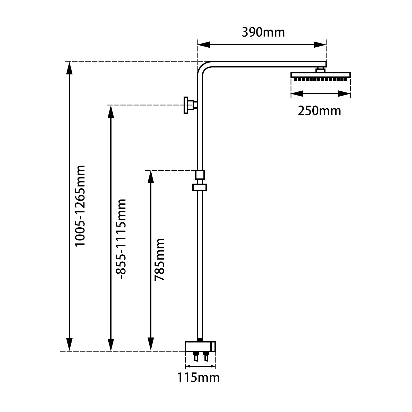 Hot Sale! 10 - inch Square Chrome Shower Station with Top/Bottom Inlet
