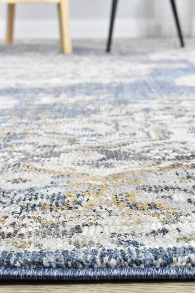 Trendy and Elegant Medina Dark Blue Machine - Made Polypropylene Rug 0318A