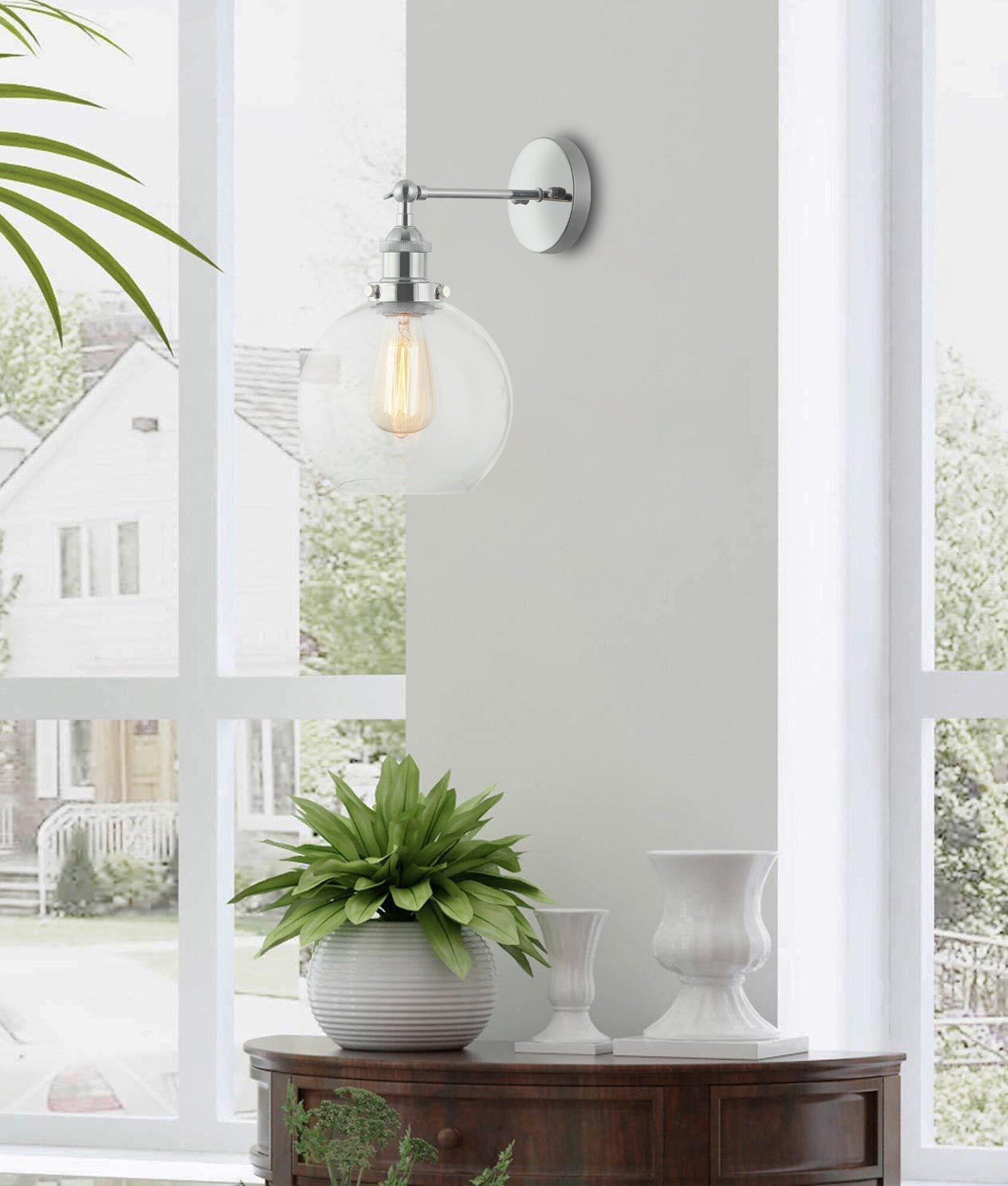 PESINI: Stylish Interior Swing Arm Wall Lights with Antique Brass/Chrome Highlight