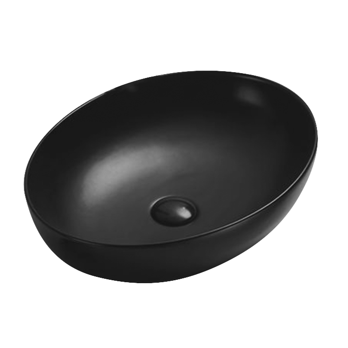 HOT! POSEIDON Oval Matte Black Ceramic Basin (520x395x130)