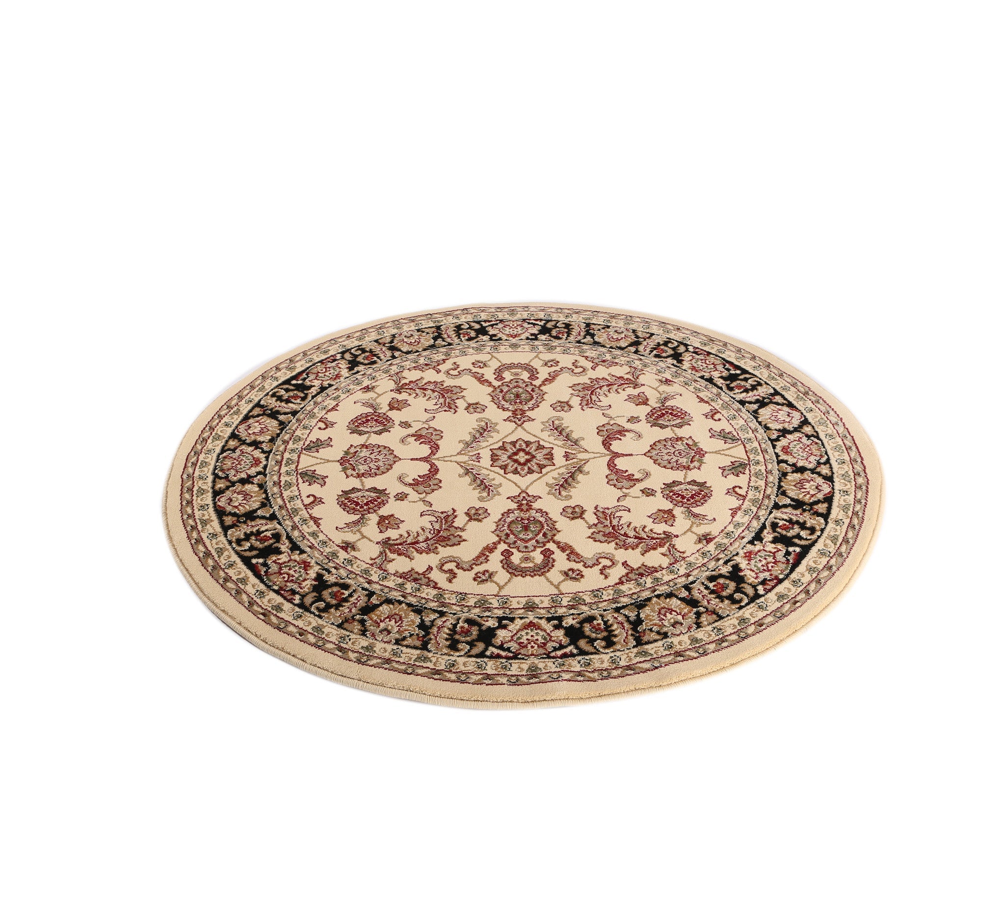 Exquisite Cream and Black Ikat Rug with Traditional Border and Modern Durability