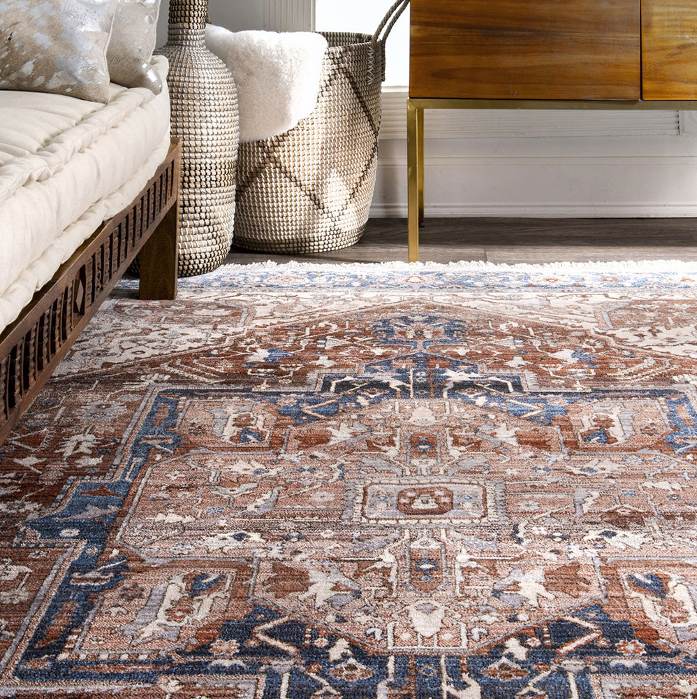 Exclusive Heriz Hazelnut Polyester Rug - Traditional Design, Durable and Soft