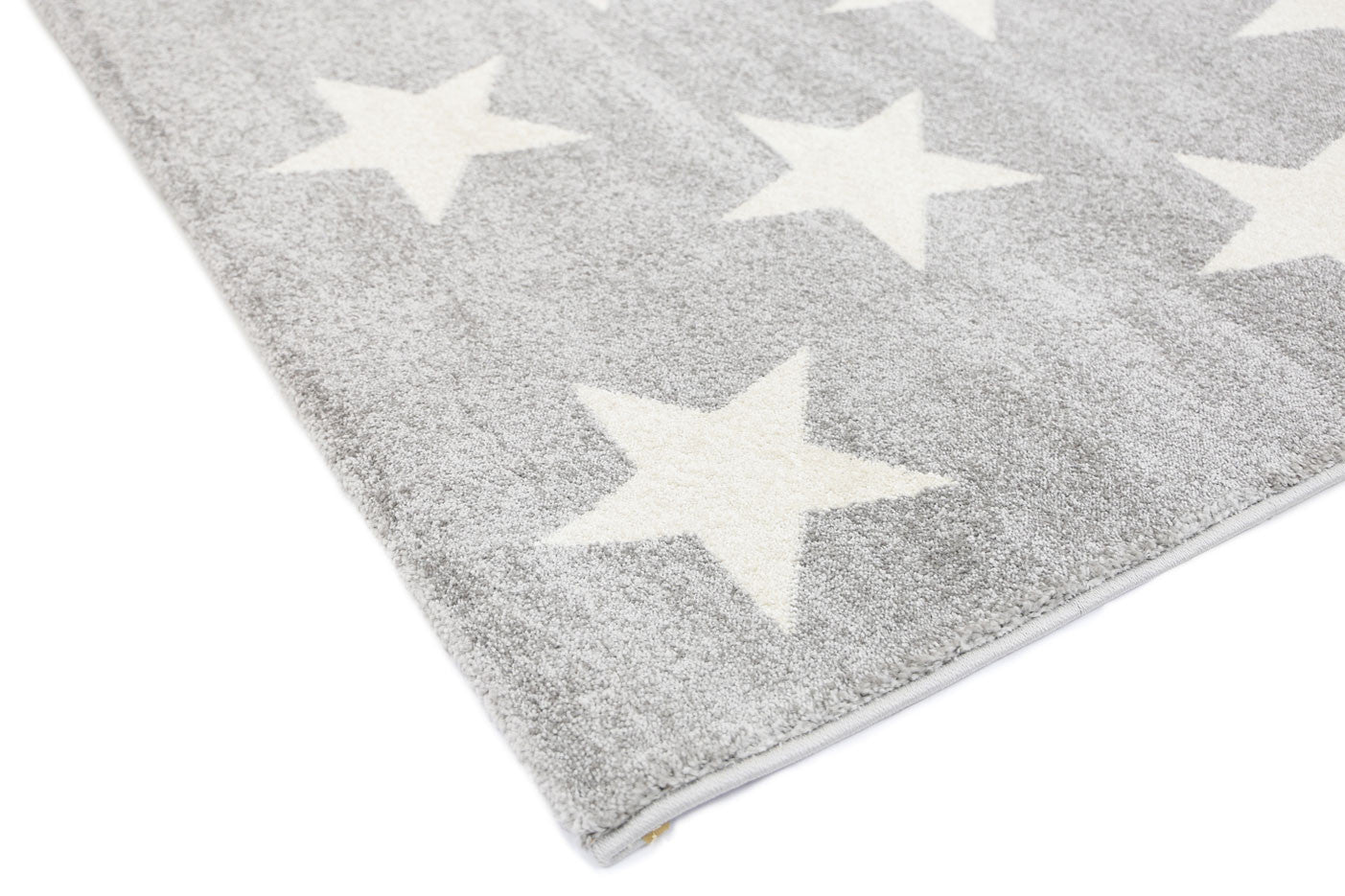 Piccolo Kids Rug in Light Grey and White Stars Design