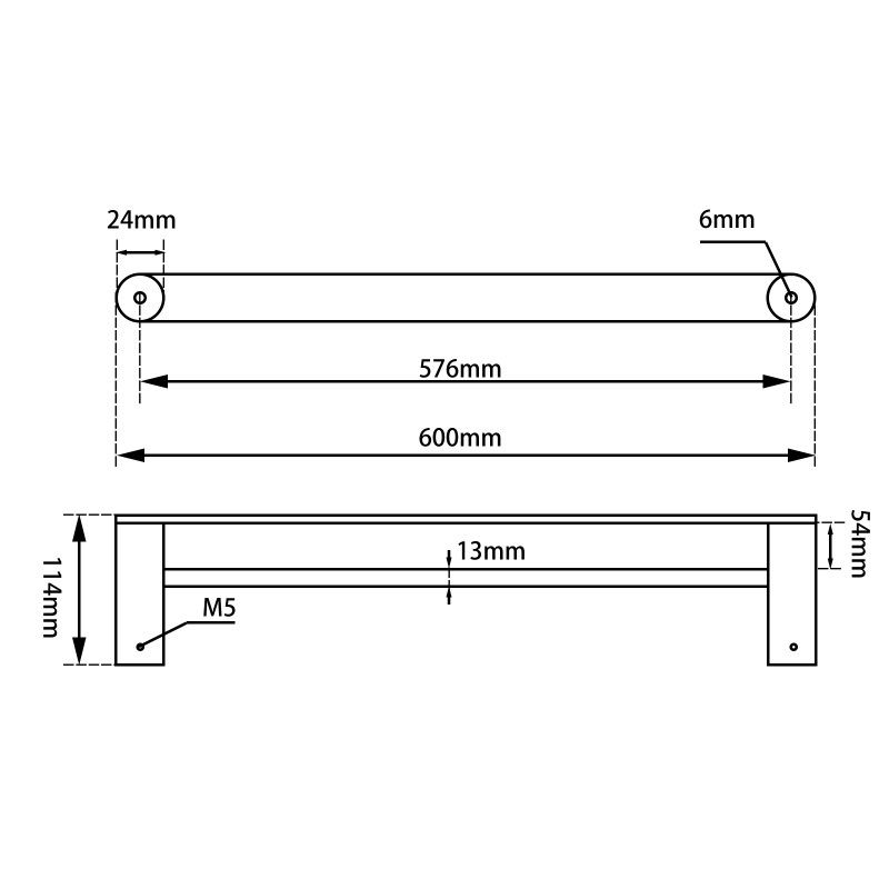 Hot Sale! Esperia 600mm Double Towel Rail in Brushed Nickel Finish
