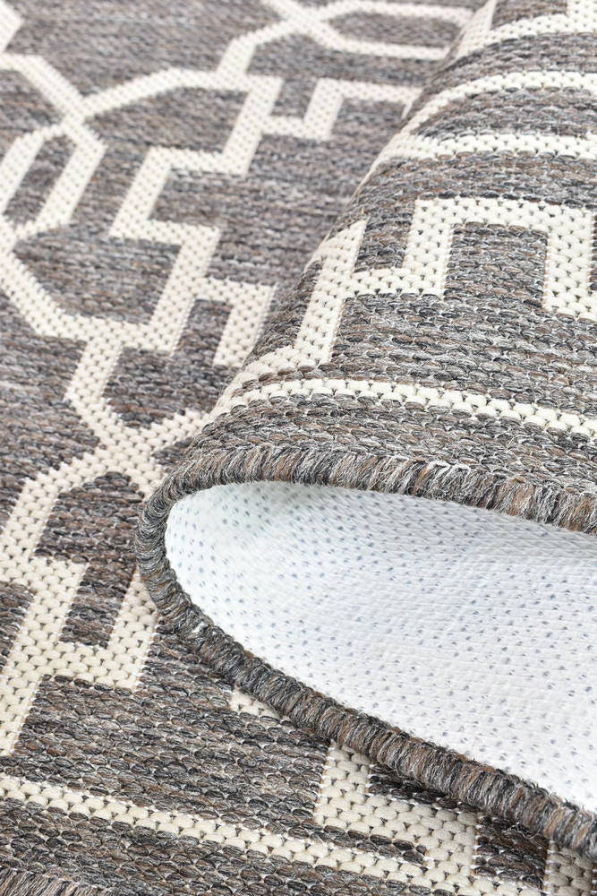 Durable and Washable 208-W71E Alaska Brown Cream Polypropylene Rug