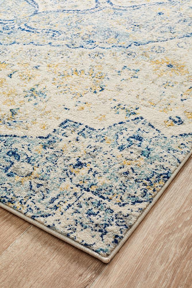 Tyler Museum Sky Blue Power - Loomed Runner with Floral Design