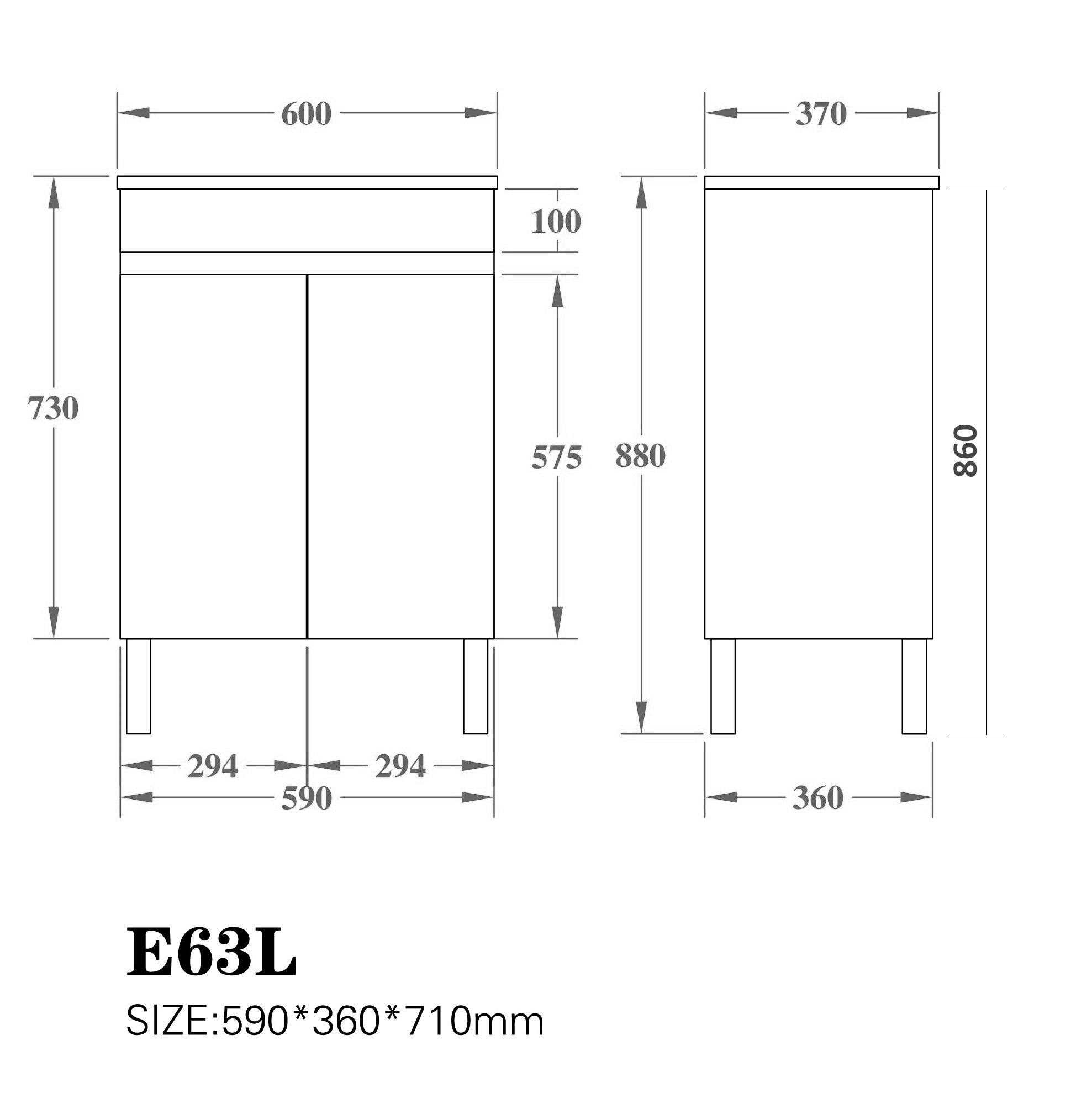 600mm EVIE Slim PVC Floor Vanity for Modern Bathrooms