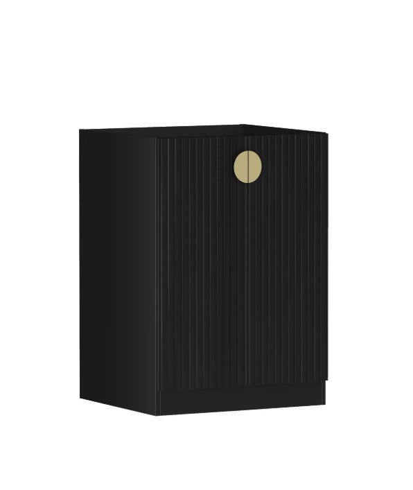 Marlo 632x584x880 Matte Black Laundry Floor Cabinet with 2 Doors and Handles